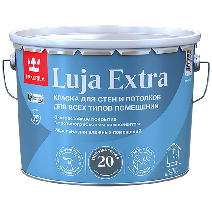 Tikkurila Luja Extra 20 краска антигрибковая для влажных помещений полуматовая база C 9л