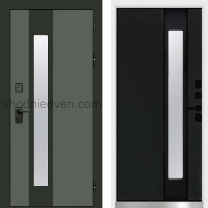 Входная дверь Termo-door Арктика Графит - Черный кварц с терморазрывом и стеклопакетом, белый короб