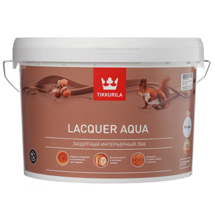 Tikkurila Euro Lacquer Aqua лак интерьерный антисептирующий защитный полуглянцевый 9л