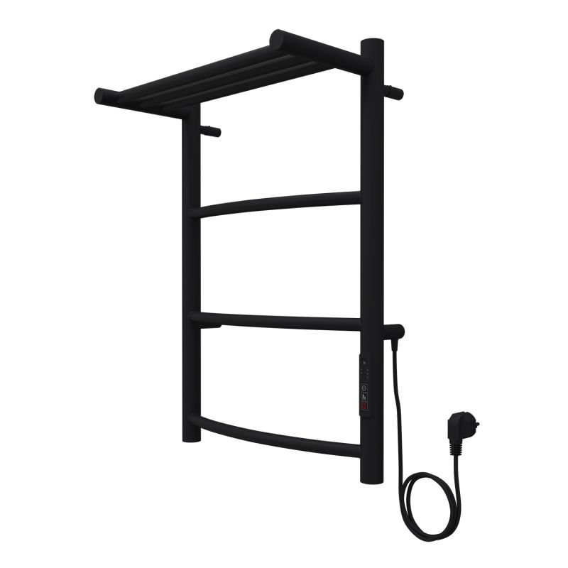 Полотенцесушитель электрический AZARIO VERONA 400/600 3 секции, с полкой, черный AZ04846PB