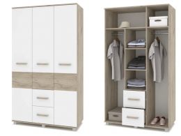 Виора В34 Шкаф 3-х дв. с ящ. Дуб серый/белый