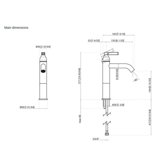 Смеситель для раковины Agape Memory mix AMIX412 на горизонтальную поверхность схема 2