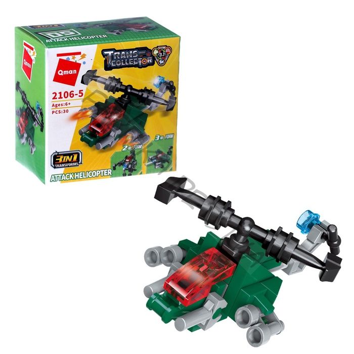 Конструктор блочный «Ударный вертолёт», 30 деталей