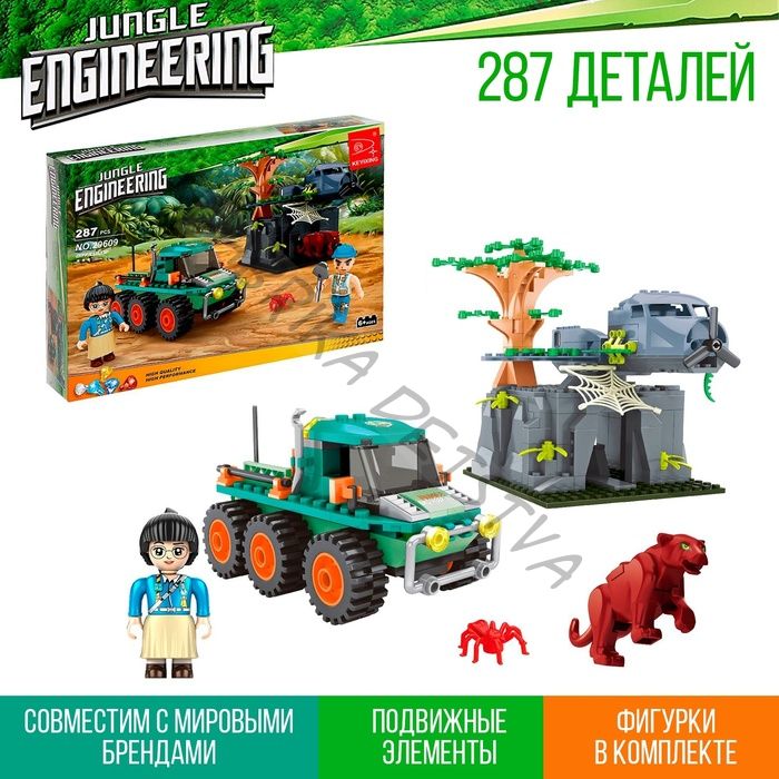 Конструктор «Джунгли. Пещера под обломками», 287 деталей