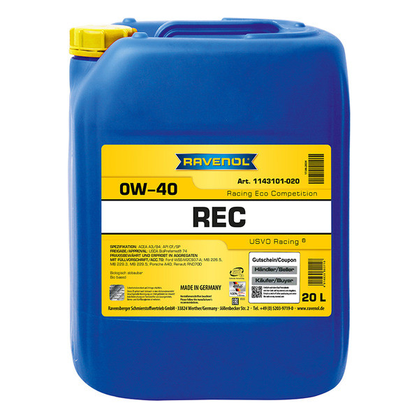 Ravenol Racing Eco Competition REC 0W-40, 20л