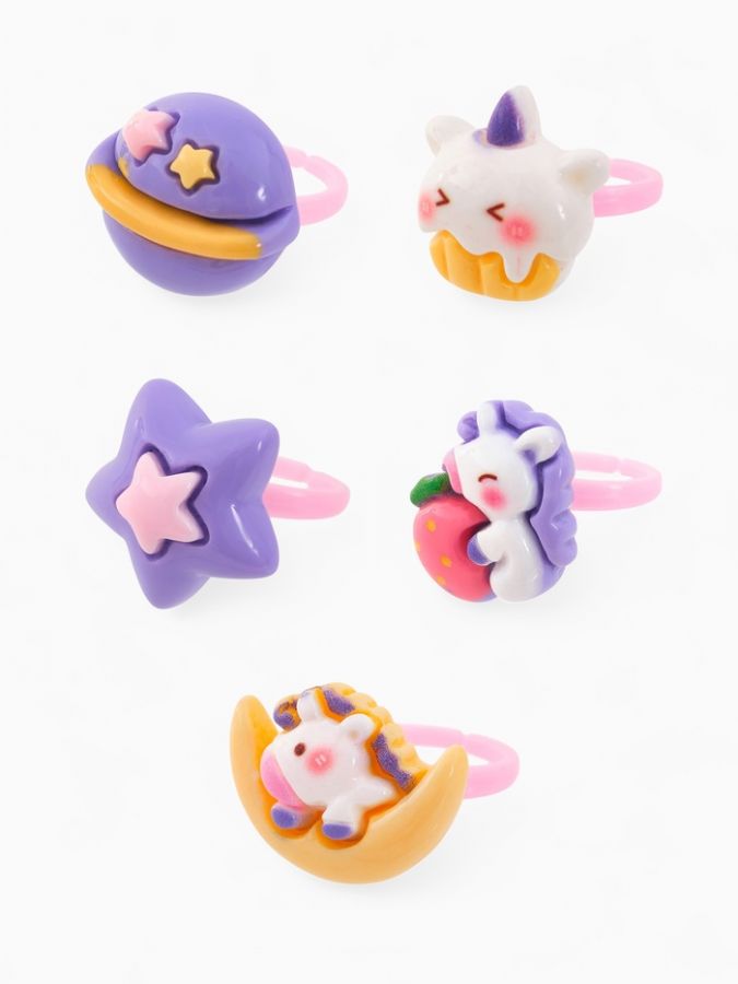 Кольцо «Выбражулька» единороги с космосе, форма МИКС, цветное, безразмерное