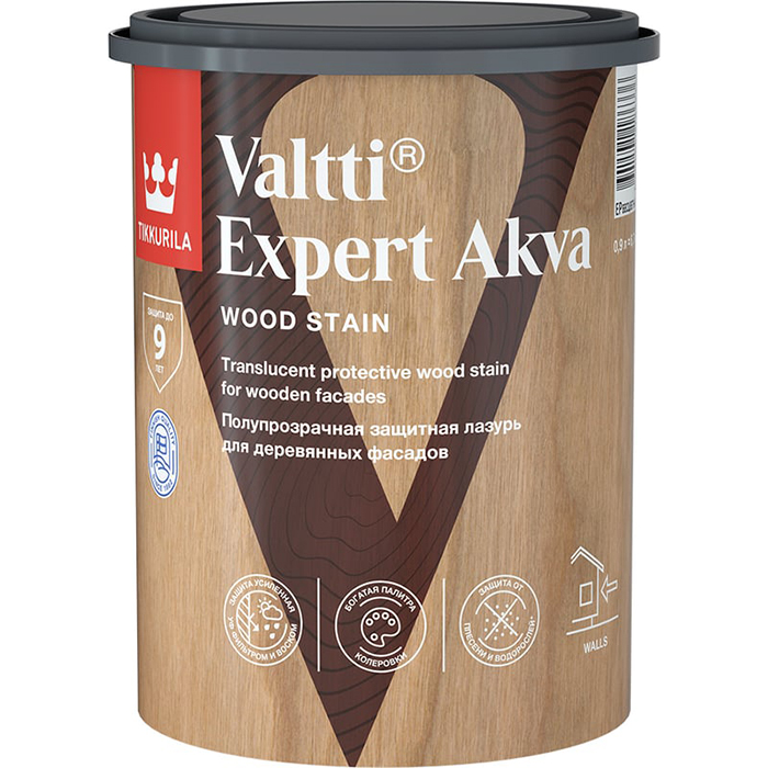 Tikkurila Valtti Expert Akva лазурь высокоэффективная защитная полуматовая белый дуб 0.9л