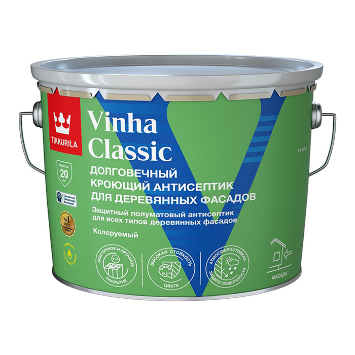 Tikkurila Vinha Classic антисептик кроющий водоразбавляемый полуматовый база C 9л