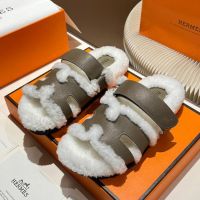 Босоножки меховые HERMES Premium