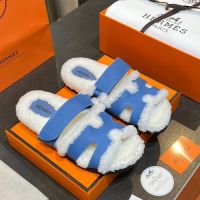 Босоножки меховые HERMES Premium