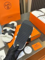 Босоножки меховые HERMES Premium