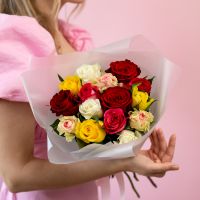 15 роз микс (Кения, 40см)