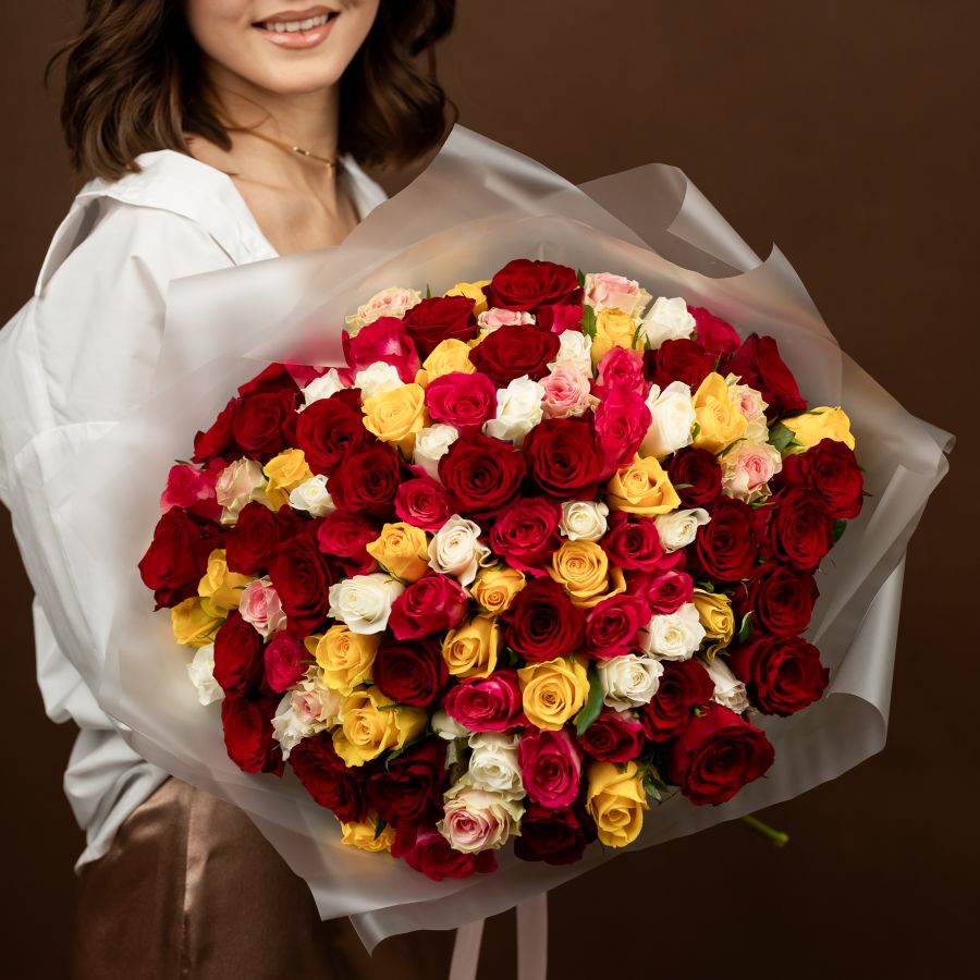 101 роза микс (Кения, 40см)