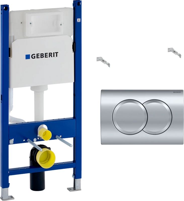 Инсталляция Geberit Duofix для подвесного унитаза Delta, клавиша Delta01, хром глянец 458.149.21.1