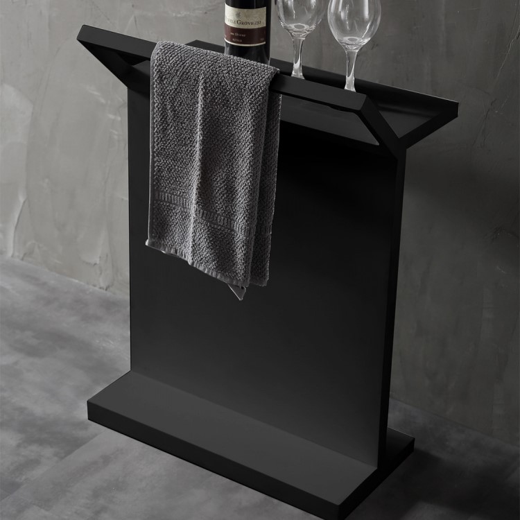 Столик для ванной комнаты ABBER Stein AS1637MB с полотенцедержателем, черный матовый