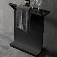 Столик для ванной комнаты ABBER Stein AS1637MB с полотенцедержателем, черный матовый схема 1