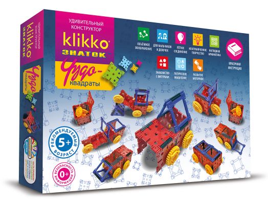 Удивительный конструктор ЗНАТОК-Klikko Чудо КВАДРАТЫ 12в1 (21 деталь)