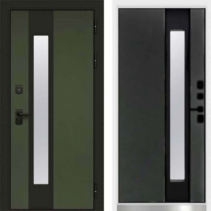 Входная дверь Termo-door Арктика Грин - Бетон темный с терморазрывом и стеклопакетом, белый короб