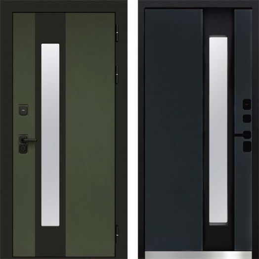 Входная дверь Termo-door Арктика Грин - Графит с терморазрывом и стеклопакетом