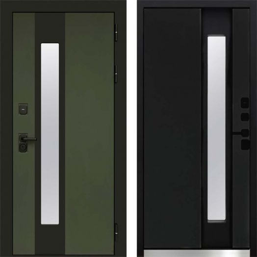 Входная дверь Termo-door Арктика Грин - Черный кварц с терморазрывом и стеклопакетом