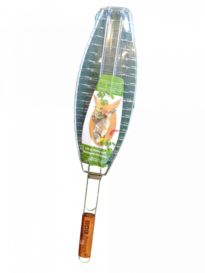 Решетка гриль с ручкой для рыбы,нерж 40*14см