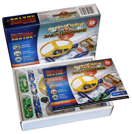 Электронный конструктор ЗНАТОК "Первые шаги в электронике." Набор "А" (15схем)