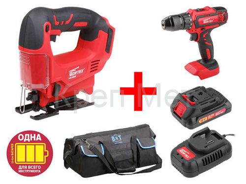 Аккум. лобзик WORTEX CJS 6529 в кор. ALL1 + АКЦИЯ (комплект с шуруповерт, акб, зу и сумка со скидой)
