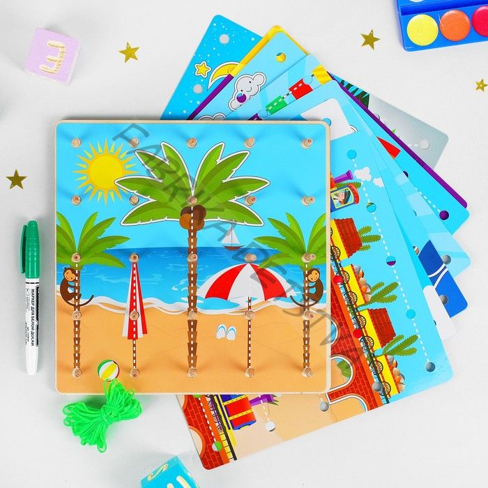 Геоборд «Резинки», маркер, 8 двусторонних карточек