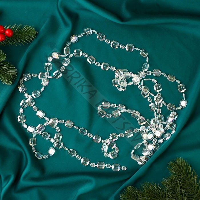 Бусы на ёлку «Льдинка», длина 2.7 м, d=12 мм, прозрачные, перламутровые