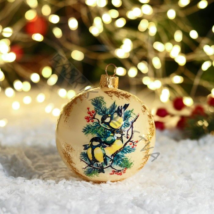 Ёлочный шар новогодний «Синички» h=8 см