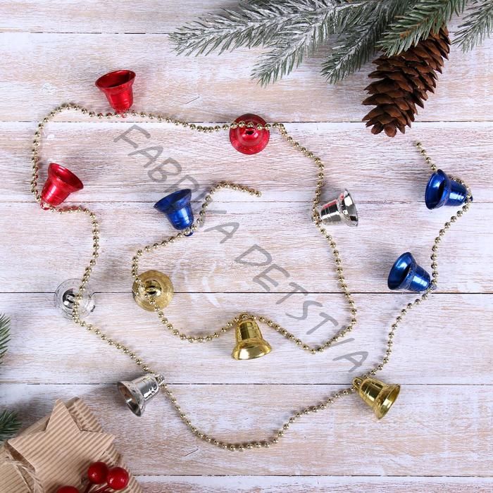 Бусы на ёлку «Разноцветные колокольчики», длина 1.1 м