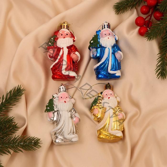 Ёлочные игрушки 4 шт. «Весельчаки», 5x7.5 см, МИКС
