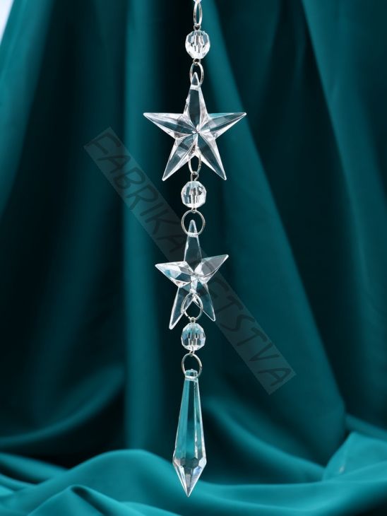 Ёлочная игрушка «Зимнее волшебство. Льдинка» звёзды кристалл, 20x4.5 см, прозрачный