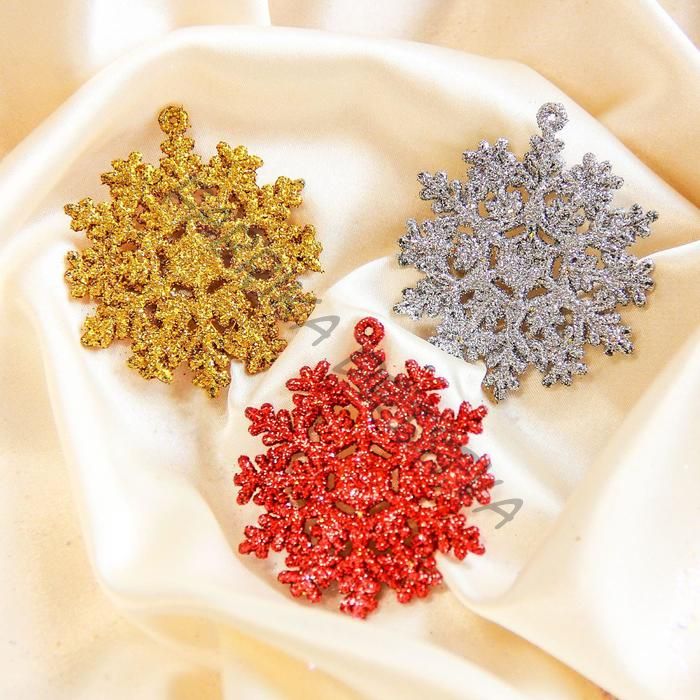 Ёлочные игрушки набор 3 шт. «Зимнее волшебство. Снежинка пышная», d=5 см, МИКС