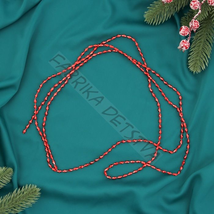 Бусы на ёлку «Овалы», длина 2 м, d=3 мм, красный