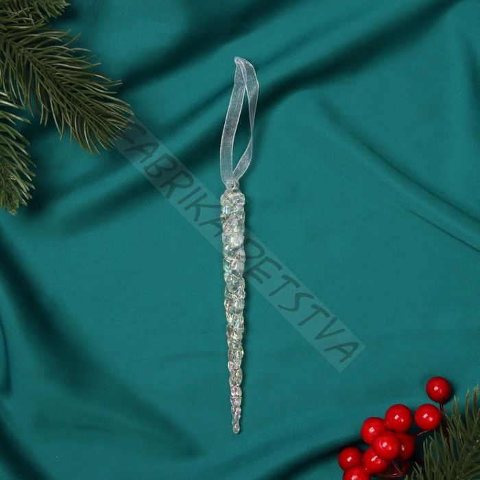 Ёлочная игрушка «Зимнее волшебство. Сосулька», 14.5x1 см, прозрачный перелив