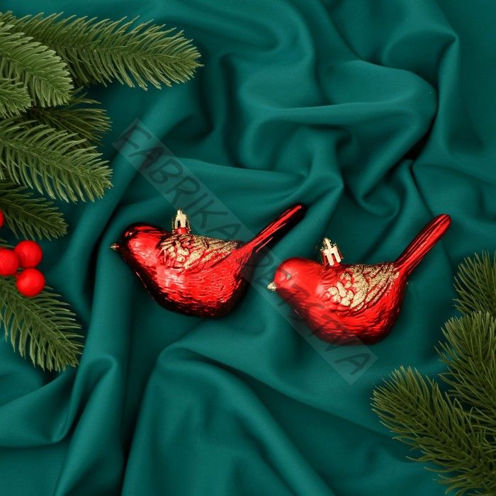 Ёлочные игрушки 2 шт. «Зимнее волшебство. Пташка» пластик, 7x10 см, красный