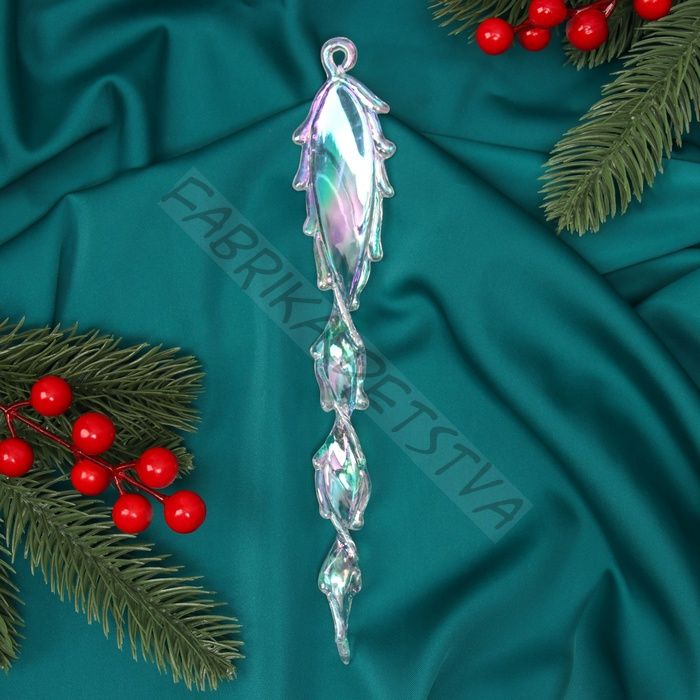 Ёлочная игрушка «Зимнее волшебство. Завитая сосулька», 22x3.5 см, прозрачный