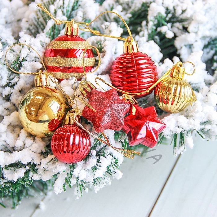 Ёлочные игрушки «Серпантин», шары новогодние, набор 21 шт., красный/золото