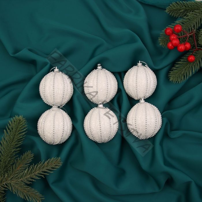 Ёлочные игрушки «Брэм», шары новогодние, d=6 см, набор 6 шт., белый