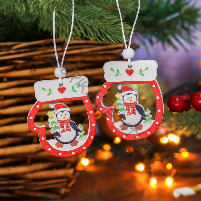 Елочные игрушки «Варежки», 2 шт.