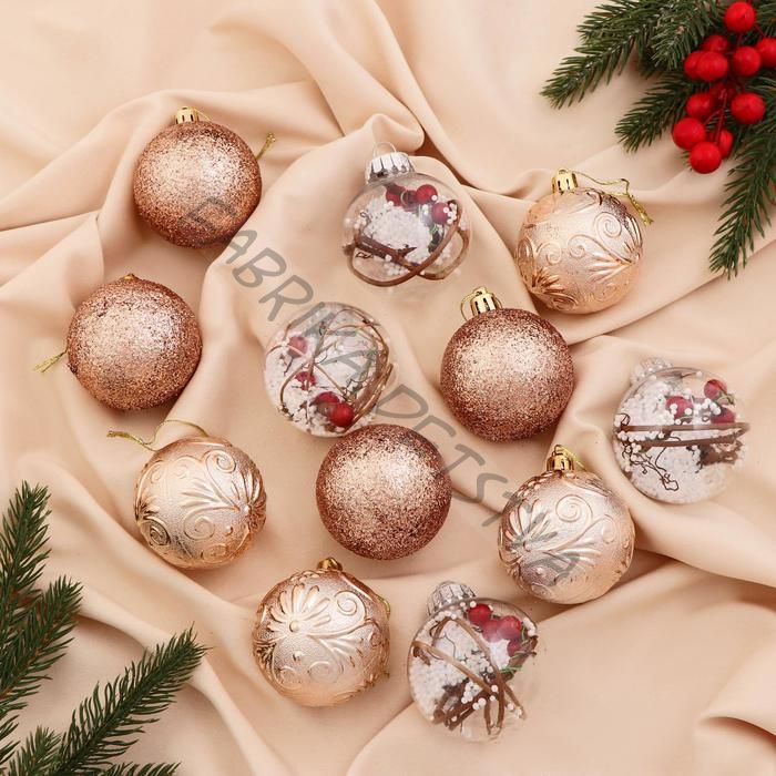 Ёлочные игрушки «Зимушка», шары новогодние, набор 12 шт., d=6 см, золотистый