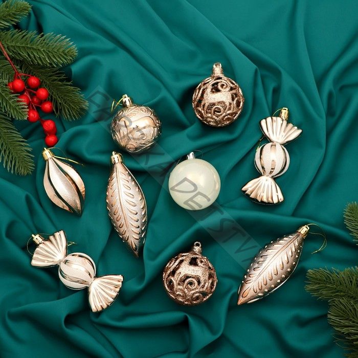 Ёлочные игрушки «Торжество», новогодние, набор 28 шт., бело-золотой