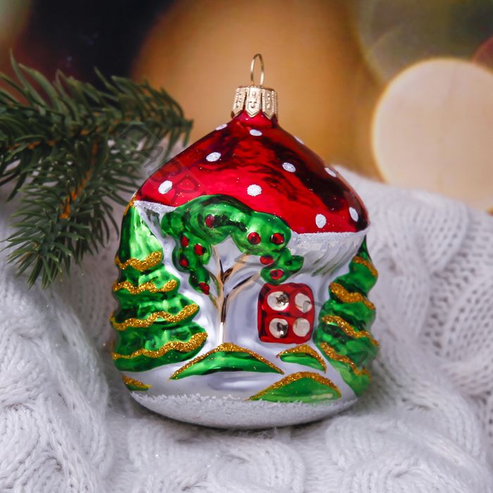 Ёлочная игрушка «Домик», ручная работа, d=7.4 см