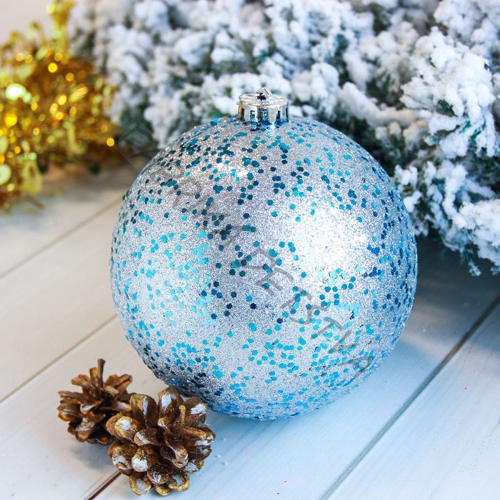 Ёлочный шар «Мега», d=15 см, гигант, серебристо-голубой