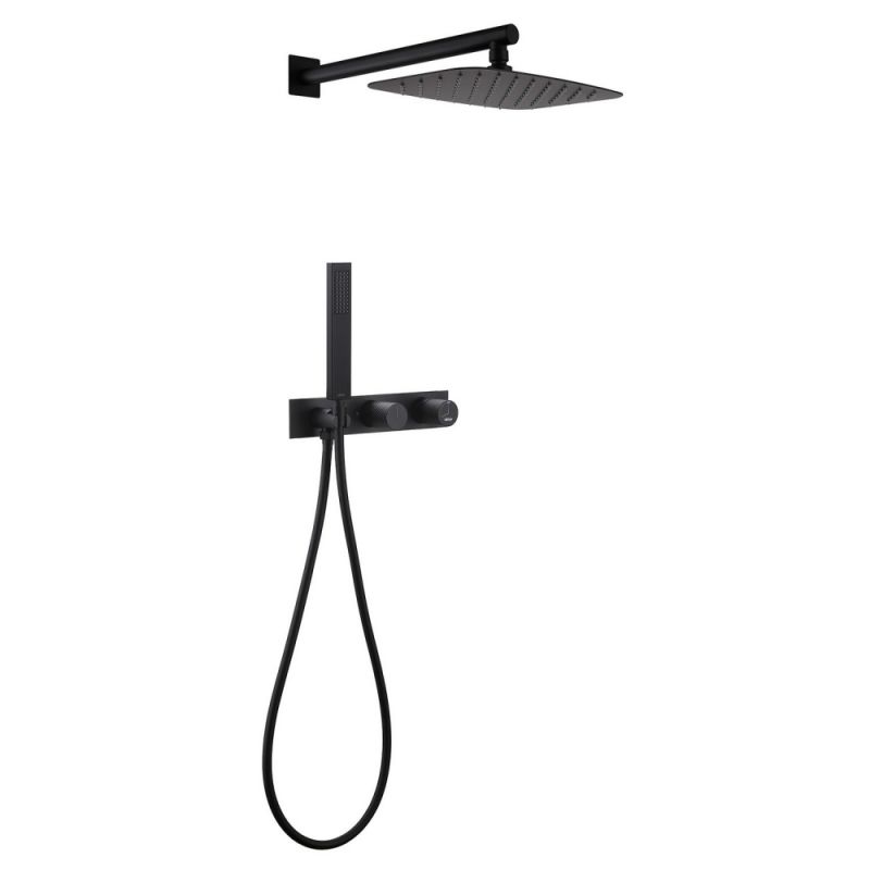 Душевая система ABBER Rund AF8718B скрытого монтажа без излива, черный матовый