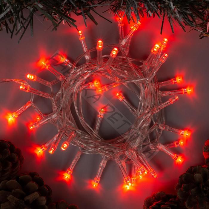 Гирлянда «Нить» 2 м, IP20, прозрачная нить, 20 LED, свечение красное, 2 режима, AAх3