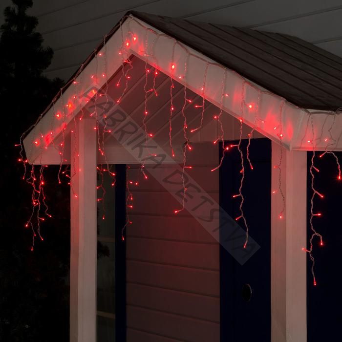 Гирлянда «Бахрома» 3 x 0.6 м, IP44, УМС, прозрачная нить, 160 LED, свечение красное, 220 В