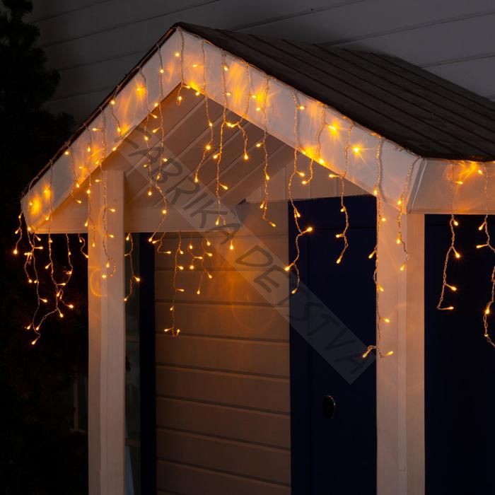 Гирлянда «Бахрома» 4 x 0.6 м, IP44, прозрачная нить, 180 LED, свечение жёлтое, 8 режимов, 220 В