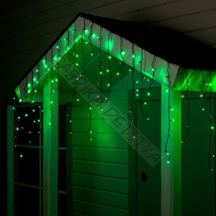 Гирлянда «Бахрома» 4 x 0.6 м, IP44, тёмная нить, 180 LED, свечение зелёное, 8 режимов, 220 В